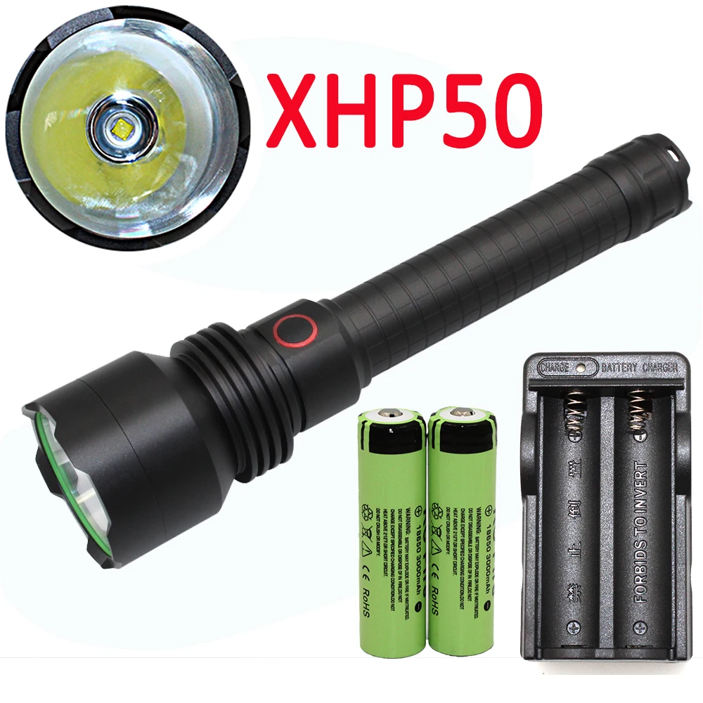 Высокая мощность XHP50 светодиодный светильник для вспышки перезаряжаемый фонарь