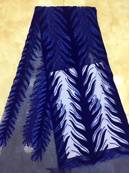 

High Quality 2018 Latest Nigerian Lace Fabrics Royalblue Mesh African Lace Fabric Guipure Velvet French Net Lace Fabric X11