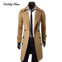 Новая модная брендовая осенняя куртка длинный Тренч мужская одежда высшего качества тонкий черный мужское пальто Мужская s хаки Пальто Тренч ветровка