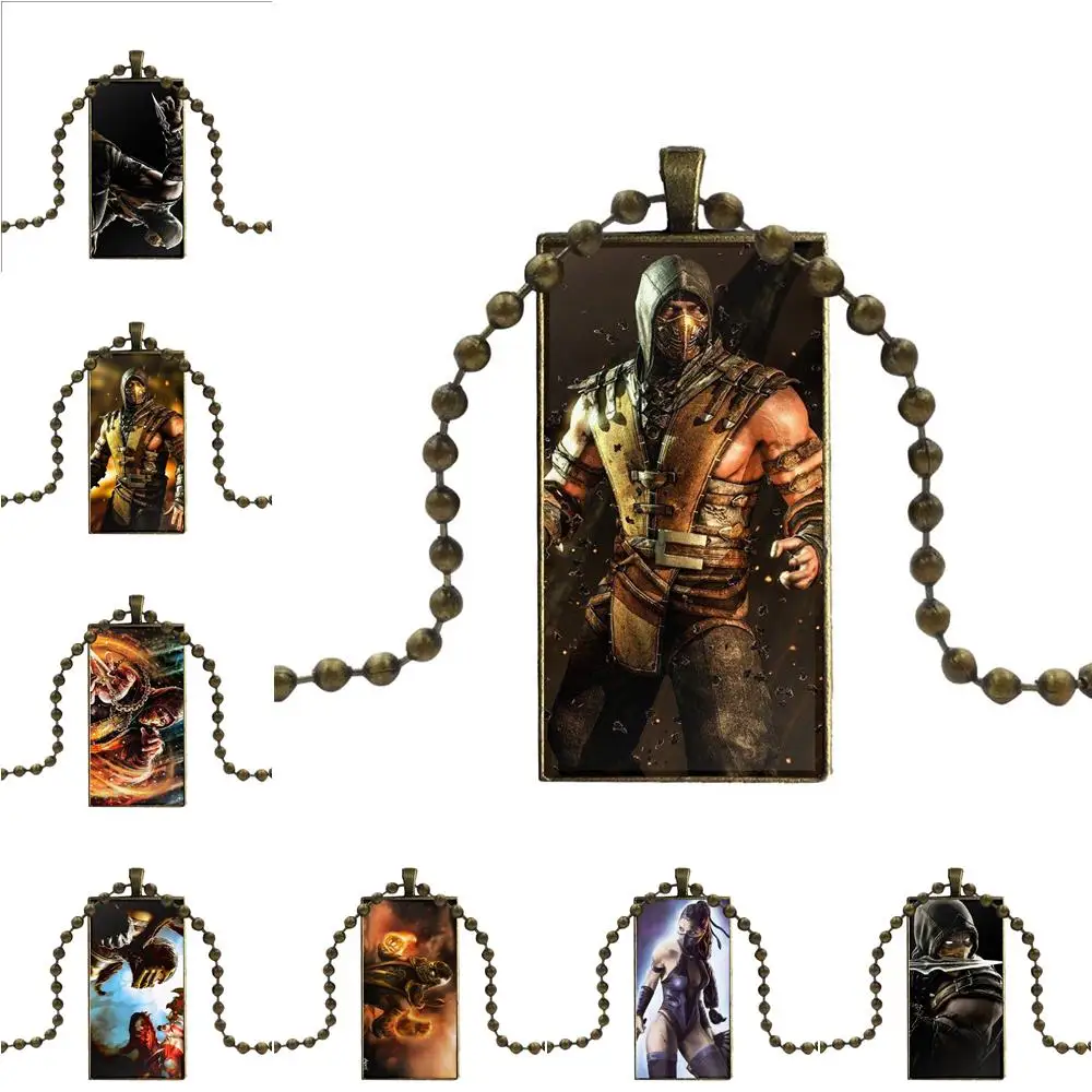 EJ glaze Scorpion Mortal Kombat ювелирное изделие с бронзовым покрытием стекло колье кабошоном