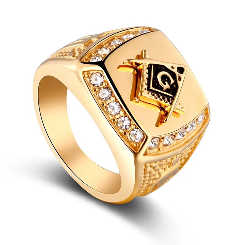Classic Men's Punk Style Hip Hop Ring Lion Pattern Bling Alloy Rings Gold Color Fashion Jewelry