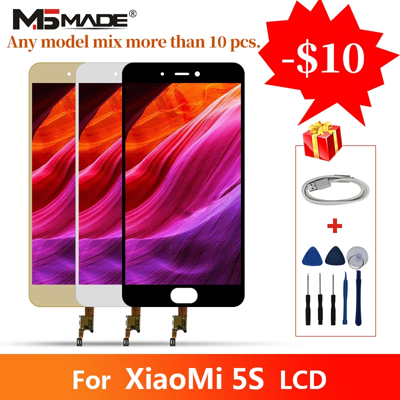 

5.15" Fingerpiont Original For Xiaomi Mi 5S MI5S LCD Display Screen Touch Digitizer Assembly Parts With Frame For Mi 5S Display