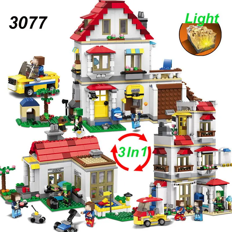 738 шт. Minecrafted 33077 семья вилла серии 3D свет строительные блоки Совместимые Legoings
