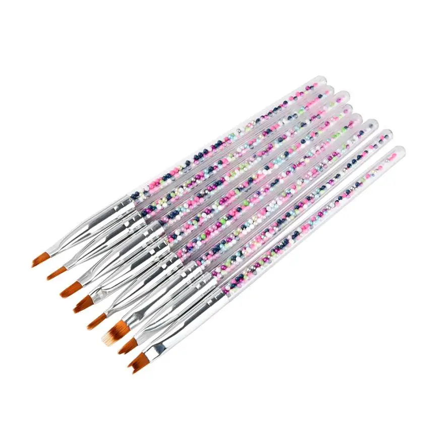 

8 pcs Nail Brush UV Gel Crystal nail art brush artifical fiber gel unicorn Plastic handle brushes for french manicure 12.6