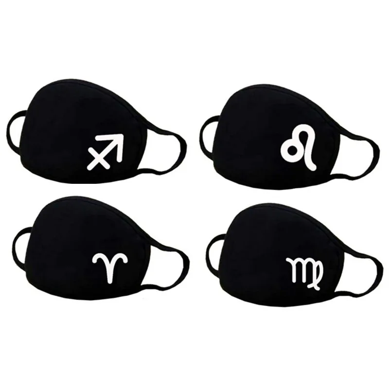 

Adult Black Printed Masks Men Constellation Lovely Mask Breathable, Washable, Easy To Breathe Cute Cartoon Masks