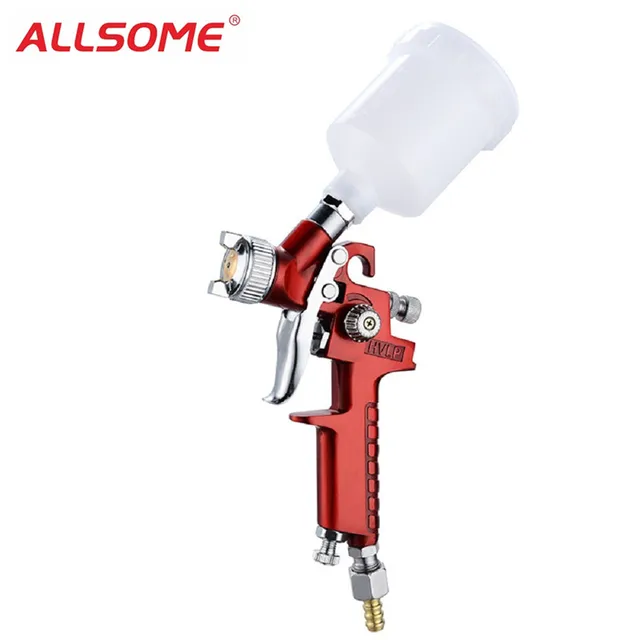 ALLSOME HVLP Gravity Feed Spray Gun Airbrush Kit Touch Up Paint Sprayer Gravity Feed Air Brush Set Auto Car Painting HT1842
