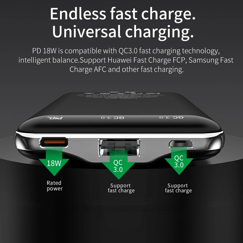 Внешний аккумулятор HOCO 10000 мАч 18 Вт USB Type C PD быстрая зарядка + 3 0 2 внешний для iPhone