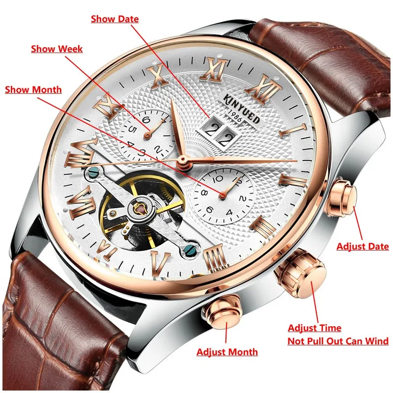 Kinyued الهيكل العظمي توربيون الميكانيكية ووتش التلقائي الرجال الكلاسيكية الذكور جلد طبيعي الميكانيكية المعصم الساعات J012P-Brown Kinyued الهيكل العظمي توربيون الميكانيكية ووتش التلقائي الرجال الكلاسيكية الذكور جلد طبيعي الميكانيكية المعصم الساعات J012P-Brown