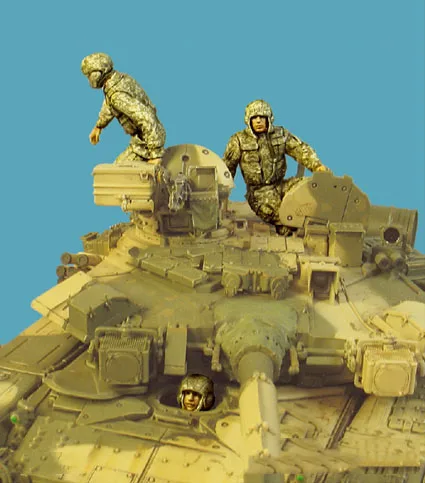 Modern Russian tank crew in uniform 