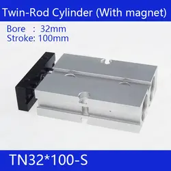 TN32 * 100-S Бесплатная доставка 32 мм Диаметр 100 мм ход компактные Воздушные цилиндры TN32X100-S двойного действия пневматический цилиндр