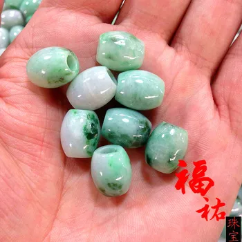 

Natural A cargo Jade Road Lutong loose beads barrel beads Pendant Yupei Green Transit beads Jade pendant Men and women models