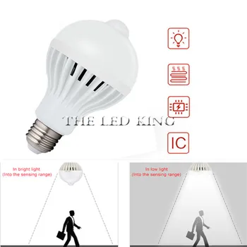 

E27 LED PIR Motion Sensor Bulb 5W 7W 9W 12W 15W 110V 220V Led lamp Auto Smart Led PIR Infrared Body Motion Sensor Light