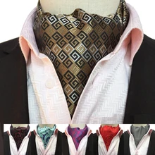 Мужские в английском стиле Винтаж галстук шелк с V образным вырезом Однотонная рубашка с узором в горошек, в полоску галстук из жаккардовой ткани, Аскот галстук-бабочка для Бизнес вечерние аксессуары