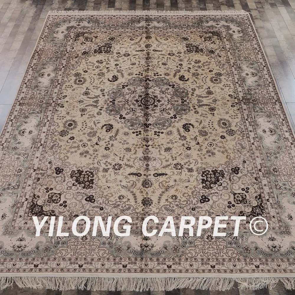 Yilong 9'x12' Тебризский шелковый ковер дизайн ручной работы турецкий Шелковый ковер(ZW008A9X12