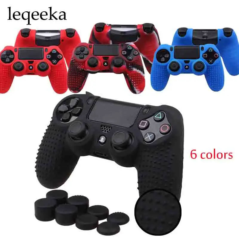 

10 pieces /lot 9 in 1 for PS4 Pro Slim Controller Anti-slip Silicone Rubber Cover Skin Case + Thumbsticks Grips