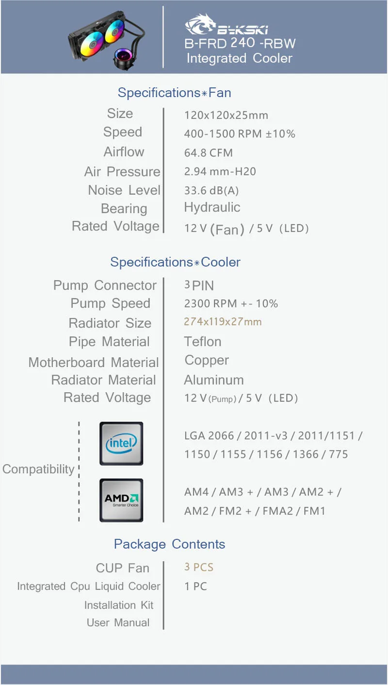 Bykski PC чехол Комплект для охлаждения воды 120 мм вентилятор радиатора интегрированный процессор охладитель радиатор насос + блок процессора +