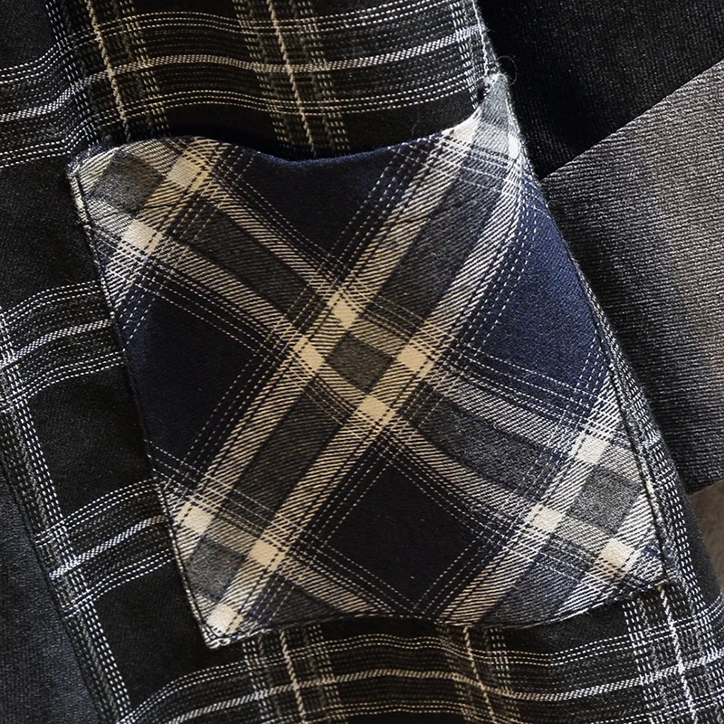 FUODRAO Japan Style Kimono Coats Men Harajuku Streetwear Plaid Patchwork Casual Jacket Men Open Stitch Vintage Jacket J112 FUODRAO Japan Style Kimono Coats Men Harajuku Streetwear Plaid Patchwork Casual Jacket Men Open Stitch Vintage Jacket J112