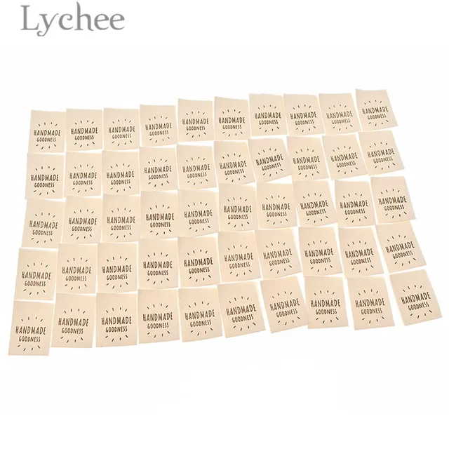 Lychee Life 50pcs Washable Cotton Clothing Labels Handmade Embossed Tags DIY Flag Labels For ...