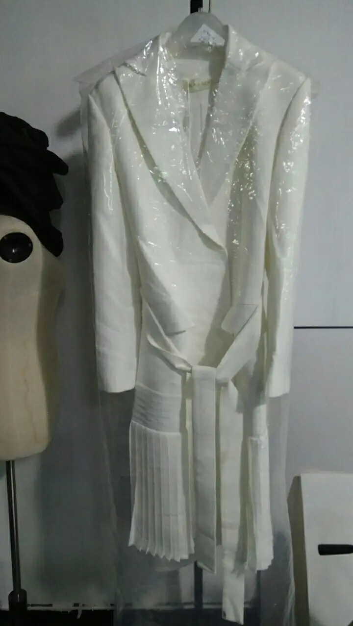 TVVOVVIN Новая модная женская одежда, отложной воротник, длинный рукав, пояс, открытая строчка, плиссированная нижняя белая куртка, топы C081