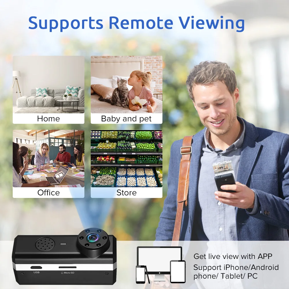 BOBLOV мини ip камера HD 1080P WiFi с датчиком движения ночное видение беспроводная