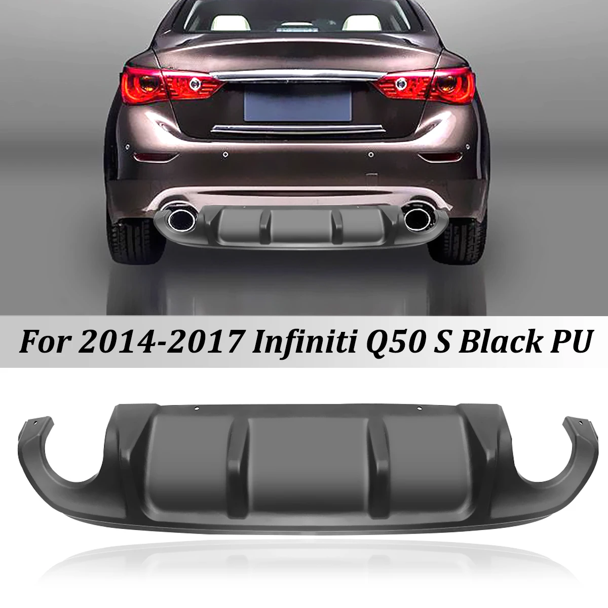 

Auto Car Styling Black PU Rear Bumper Lip Spoiler Lower Diffuser for Infiniti Q50 Q50L Protector Back Bumper Splitter