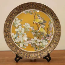 Exquisite Chinese Handmade Archaistic Famille Rose Porcelain Plate Painted With Double Rabbits and Flowers exquisite chinese antique imitation famille rose auspicious porcelain plate painted with peony and birds
