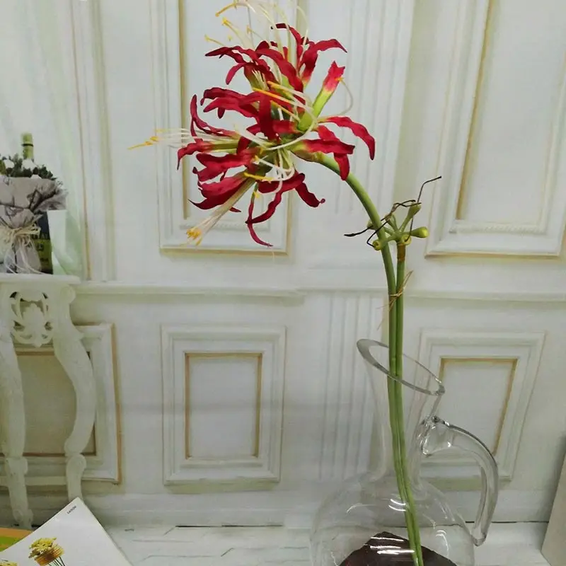 2 вилки искусственные higanbana ветвь цветка искусственная Орхидея цветы дома свадебные украшения стола - Цвет: red