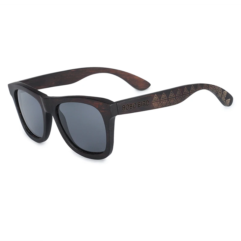 BOBO BIRD Okulary Ebony Wood Солнцезащитные очки поляризованные серые линзы для мужчин и женщин очки с гравировкой дропшиппинг