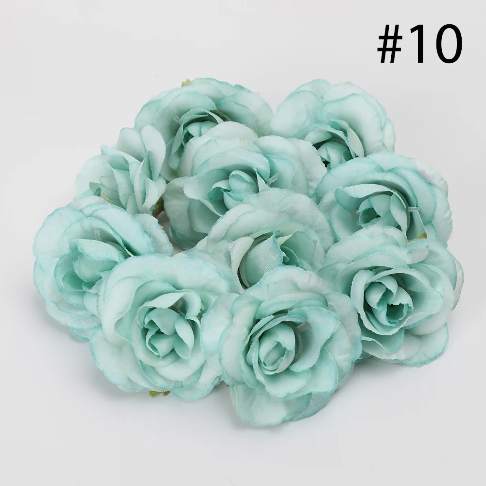 10 шт., искусственный цветок, 4 см, Шелковая Роза, украшение для дома, свадьбы, вечеринки, сделай сам, венок, скрапбук, Подарочная коробка, ремесло, декоративная - Цвет: 10