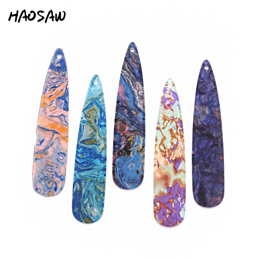 

HAOSAW 11*55MM 6Pcs/Lot Acetic Acid Charm/Long Stick/Oil Paint Design/DIY Jewelry/Jewelry Accessory/HandMade/Earring Findings