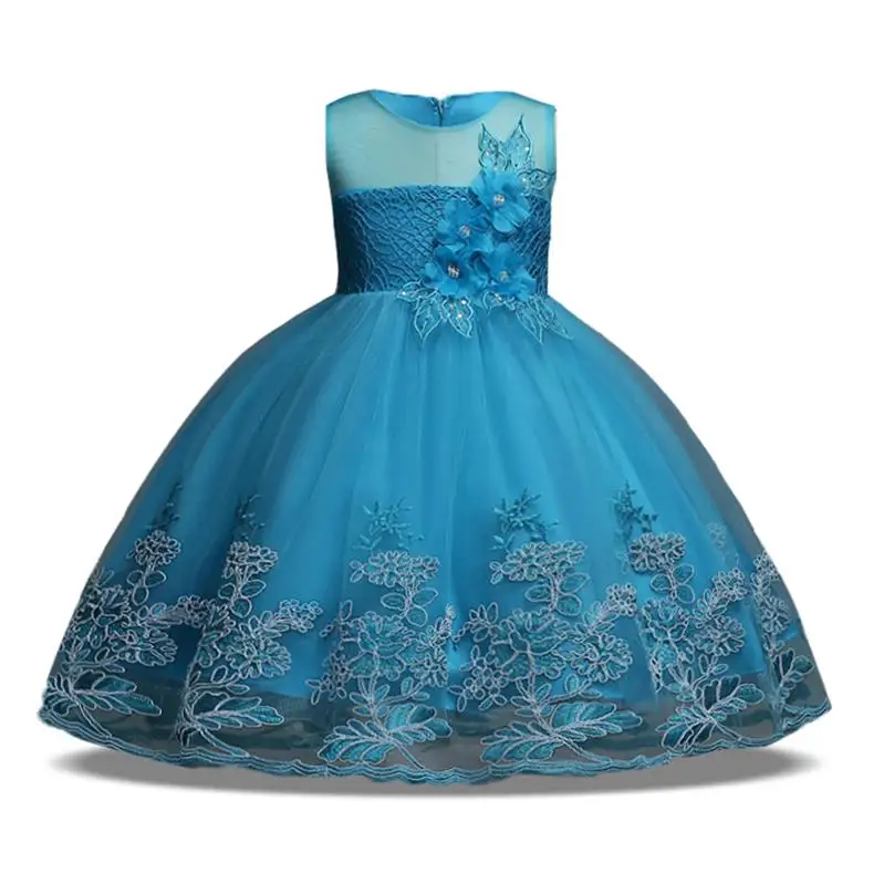Нарядное платье для девочки;карнавальные костюмы платья для девочек,вышивка платье принцессы для девочек;новогодний костюм для девочки;подружка невесты свадебное праздничное платье для девочки;детские платья;2 3 12 лет - Цвет: Небесно-голубой