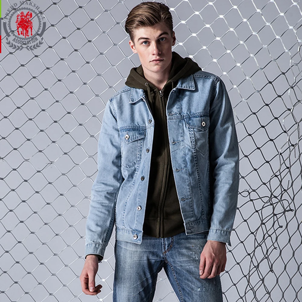 Fredd Marshall Winter Jacket Men Solid Color Slim Jean