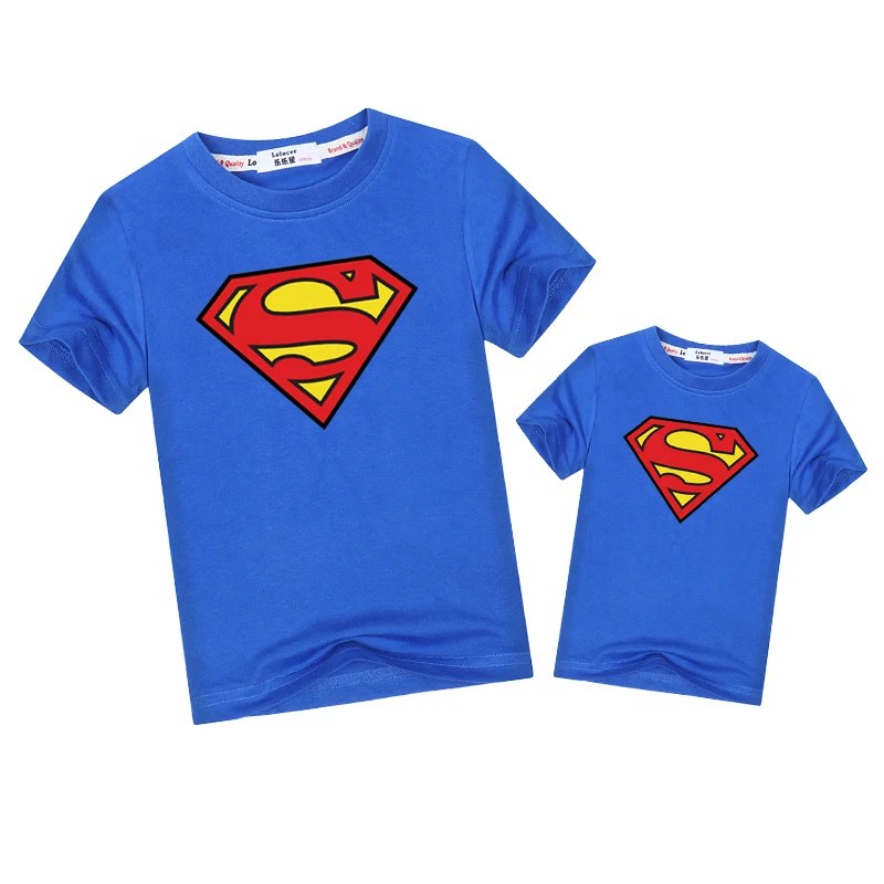 

2019 Superman t-shirt father Son family match Outfits fashion short sleeve tops Dad kid boys family look clothes matching shirt