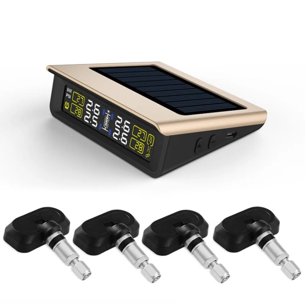 

Adeeing T86 TPMS Solar Tire Pressure Monitoring System TPMS System with 4 Sensors Tire Pressure Gauge (Built-in)