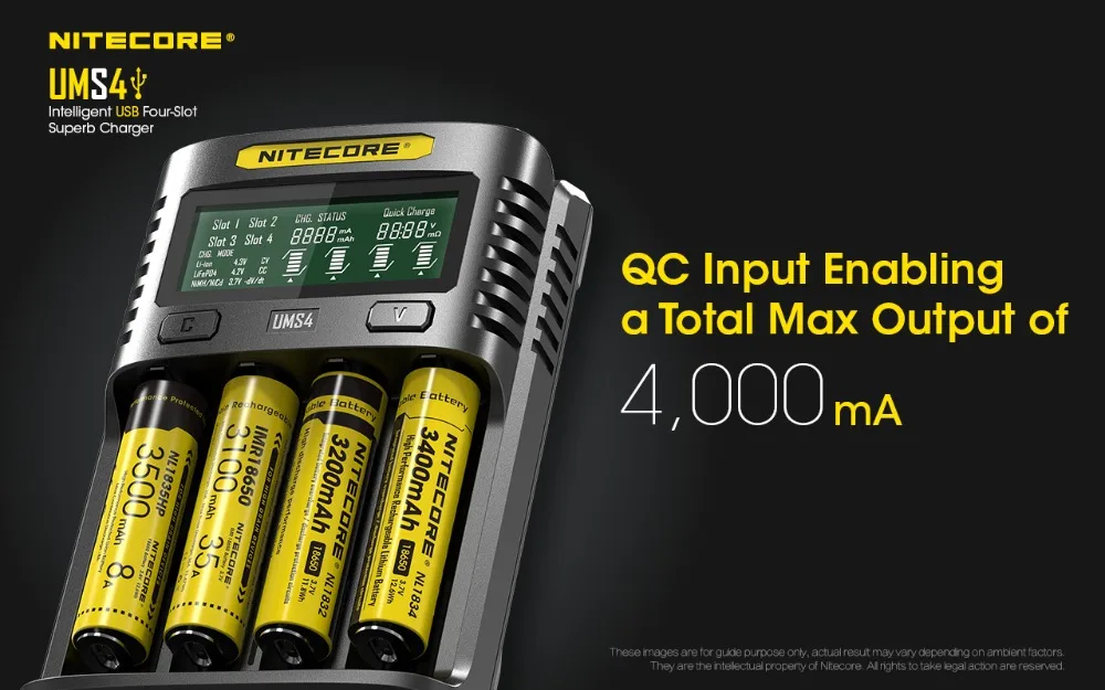 Carregador de Bateria Inteligente para Li-ion Nitecor - Imr Inr Icr Lifepo4 18650 14500 26650 aa 3.7 1.2 v 1.5 Baterias d4 Ums4 c4 Vc4 Lcd - Image 3