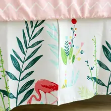 Новое поступление хлопок кроватки кровать юбка Пыль рюшами для новорожденных маленькие девочки и мальчики постельные принадлежности(Фламинго