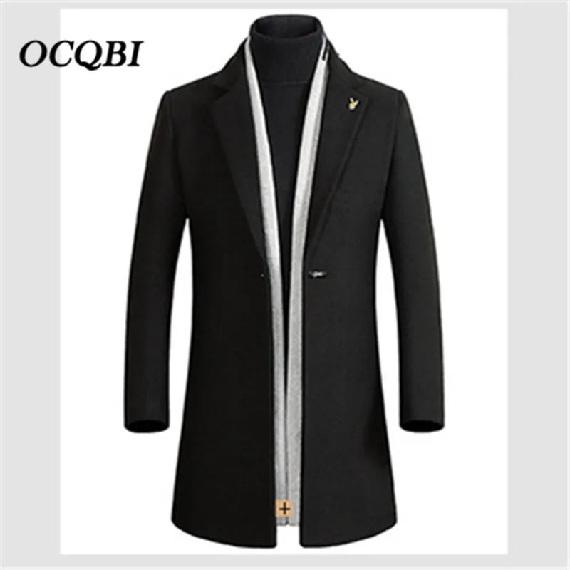 Plus Size 2018 Slim Smart Casual Formal Wool Mens Clothing Overcoats Fashion Winter Dress Coat ...