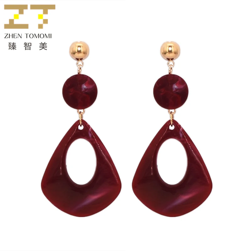 

2019 Korea Women's Hot Fashion DIY Long Statement Round Earrings Hollow Water Drop Shape Acrylic Drop Earrings For Women Jewelry