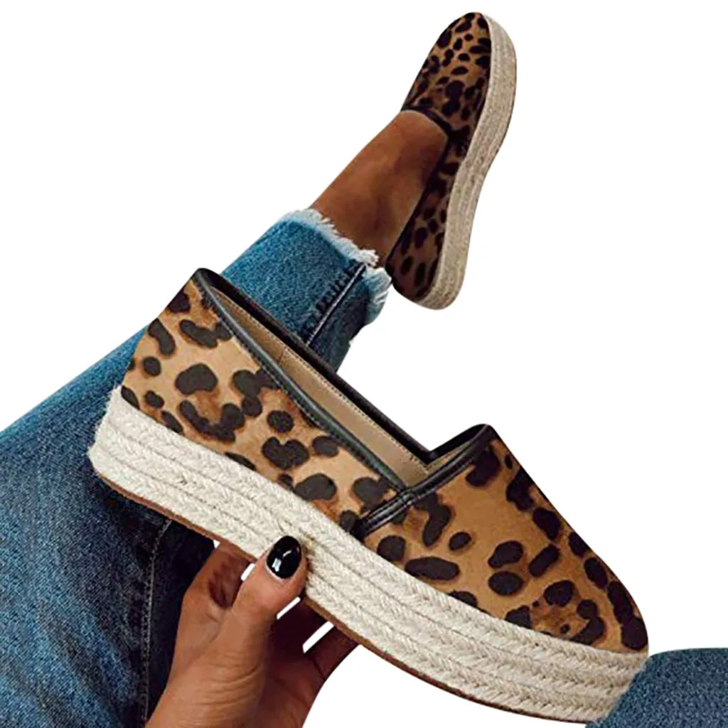 

YOUYEDIAN autumn sneakers platform women leopard print shoes Woman Slip-On Platform Flats Casual Shoes zapatos de mujer6&3