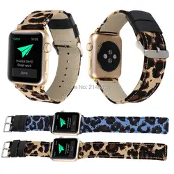 Из натуральной кожи Leopard холст ремешок для 38 мм Apple Watch iWatch серии 2 3