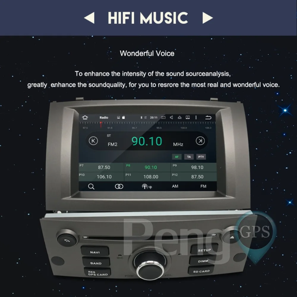 Flash Deal 7 Inch Android 9.0 System Octa Core GPS Navigation CD DVD Player for Peugeot 407 2004-2010 Two Din Car Radio Multimedia Headunit 4