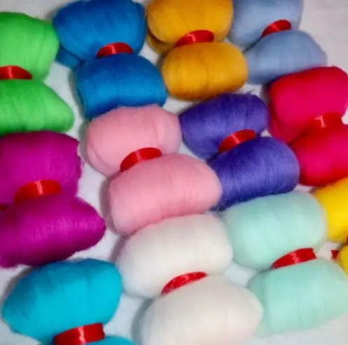 12pcs 12 Colors 5g Wool Fibre Roving For DIY Needle Felting Hand Spinning Doll Needlework Landscapes Fibre Arts Mayitr