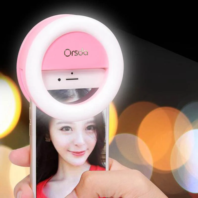 

Orsda LED Photography Video Light Up Selfie Luminous Flash Ring Fill Clip Camera Lentes For Mobile Phone For iPhone8 For SAMSUNG