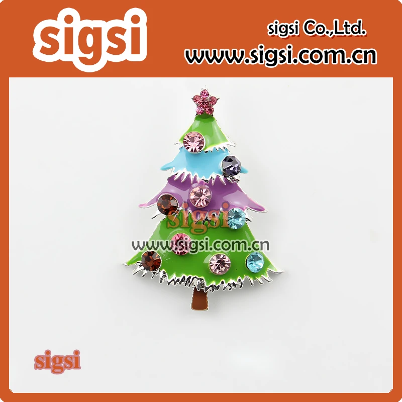 

new design enamel christmas tree Rhinestone brooch pin gift