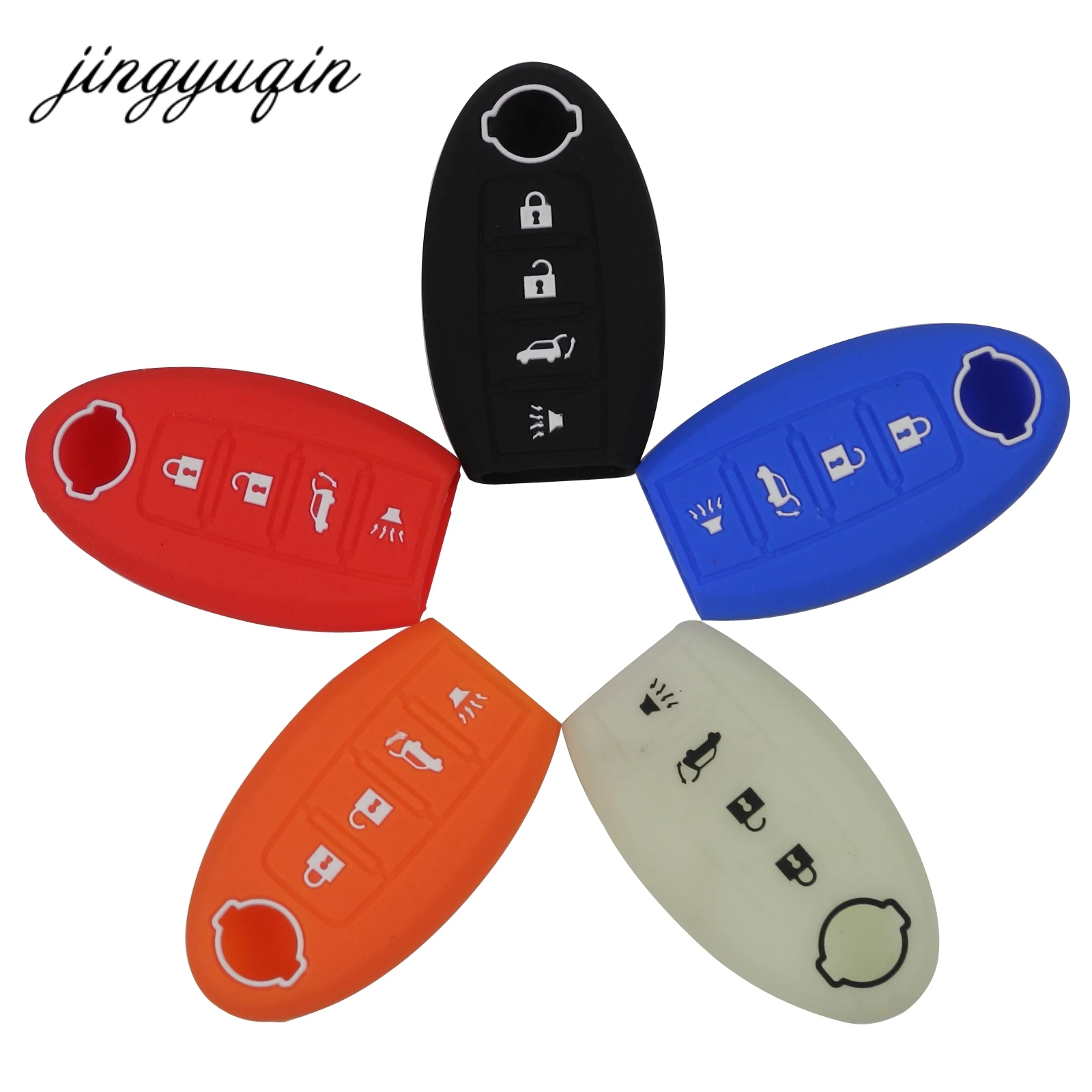 Jingyuqin силиконовый чехол для ключей для Nissan Altima Maxima Sentra Teana 2007-2012 смарт-пульт дистанционного управления 4 кнопки Fob кожаный чехол держатель