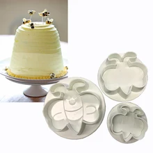 3 шт./компл. в форме пчелы в форме животных, Пластиковая форма для помадки, форма для торта, 3D мультяшная формочка для печенья, форма для помадки, украшение для торта