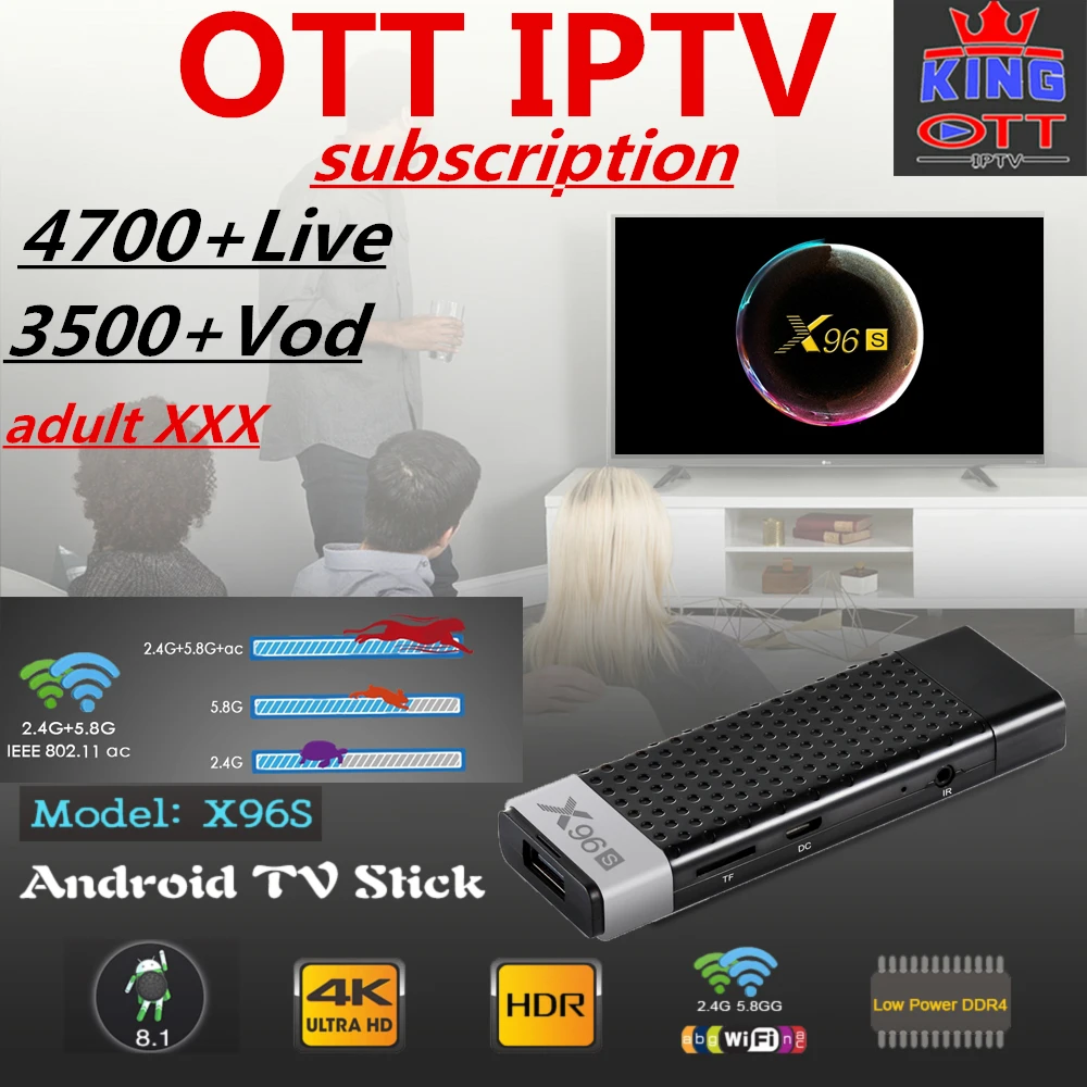 

X96-S IPTV box Android 8.1 tv Smart Box with 1 Year Spanish French Portuguese USA UK IPTV Subscription 5000 Live Adult channel