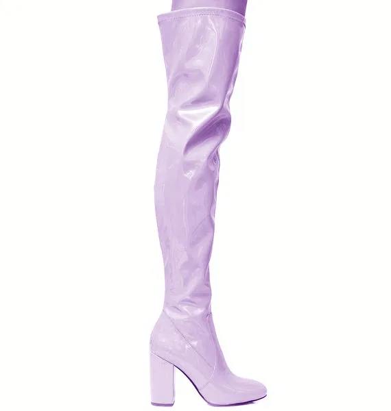 ARQA/популярные модные однотонные Женские Сапоги выше колена высокие сапоги из лакированной кожи на высоком каблуке женские высокие сапоги-трубы