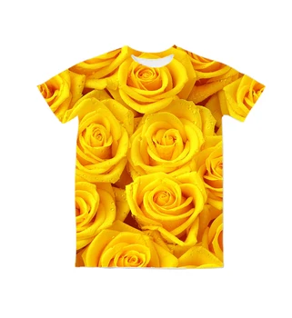 

Real USA American Size yellow roses high quality 3D sublimation printing T-shirts plus size 4XL 5XL 6XL