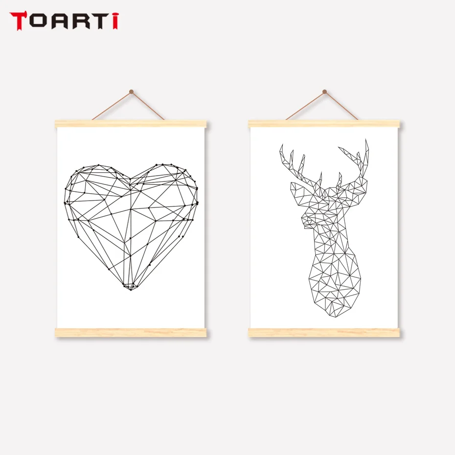 

Minimalist Heart Prints Posters Animal Dear Hanger Wall Art Modern Canvas Painting On The Wall For Living Room Home Decoration